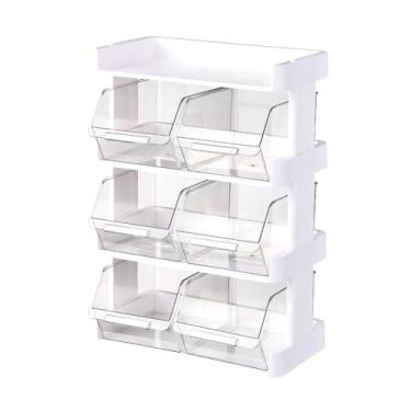 Imagem de Organizador de chá Organizador de plástico empilhável Caixa de armazenamento de plástico para economia de espaço para economia de desktop para o painel de cozinha de escritório