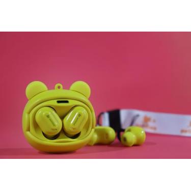 Imagem de Fone de Ouvido Sem Fio PEI-P5550 Peining: Som Imersivo e Design Multifaces Divertido – Expresse Sua Personalidade! (Amarelo)