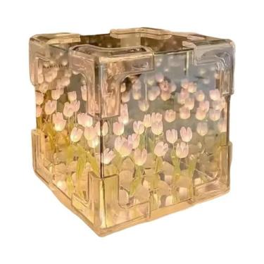 Imagem de Tulipa Flor Mar Cubo 3D Lâmpada Noturna DIY Criativa Pequena Lâmpada P