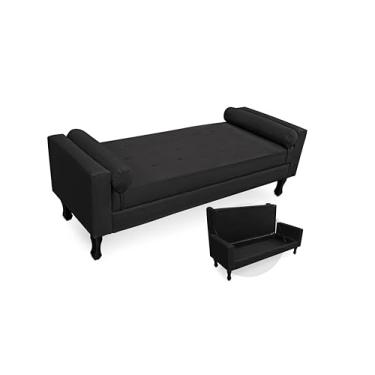 Imagem de Baú Calçadeira Namoradeira 140cm Felix Suede - Montanaris De (Preto)