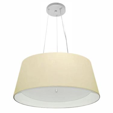 Imagem de Lustre Pendente Cone Md-4015 Cúpula Forrada em Tecido 25/60x50cm Algodão Crú / Branco -...