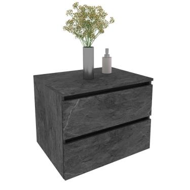 Imagem de Balcão Gabinete Suspenso para Banheiro 60cm com 2 Gavetas BN3607 Mármore Lunar - Tecno