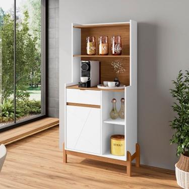 Imagem de Aparador Cantinho Café Bari Branco/Cedro - Casa D Móveis