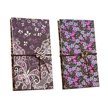 Imagem de Enyuwlcm capa dura de linho pequeno Kraft scrapbook com página preta 4 x 6 Álbum de fotos feito à mão DIY Álbum livro adequado para mulheres meninas viagem 40 páginas, Pkpe/F