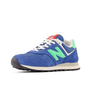 Imagem de New Balance Tênis unissex adulto 574 V2, Ágata azul/folha de limão, 9 Wide Women/7.5 Men