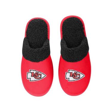 Imagem de FOCO - Chinelos masculinos NFL Big Logo Team Color Suede Sherpa Scuff, Kansas city chiefs, Medium