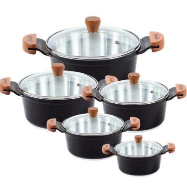 Imagem de Jogo de panelas aluminio fundido javali com tampa de vidro