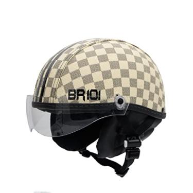 Imagem de Capacete Coquinho Scooter Elétrica Bike Skate Patinete BR 101 Premium Viseira Cristal (Xadrez Bege, M - VESTE 57/58)
