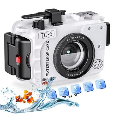 Imagem de Seafrogs Caixa para câmera subaquática para Olympus TG-7 195 pés/60 m fotografia de mergulho capa protetora à prova d'água (TG-6 White)