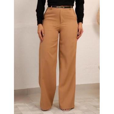 Imagem de Calça Feminina Alfaiataria Pantalona Com Cinto Elegante - Thiá Store, 