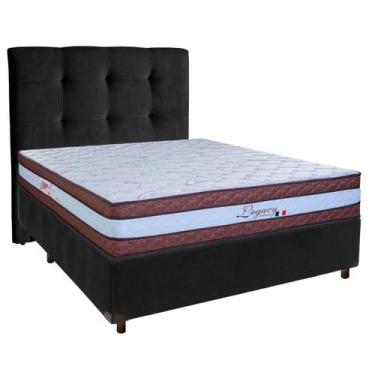 Imagem de Conjunto Cama Box Preto Casal + Colchão Molas Ensacadas Legaccy Paropa