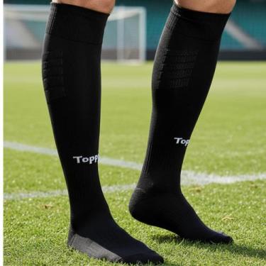 Imagem de Meião Futebol Topper Cup Faixa Tensora Dry Juvenil 33 Ao 38, Preto