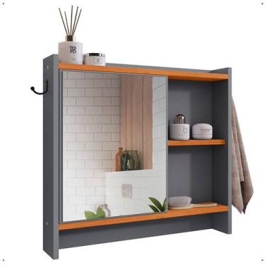 Imagem de Espelheira Genova 1 Porta Espelho Armarinho Banheiro Suspenso Pratelei