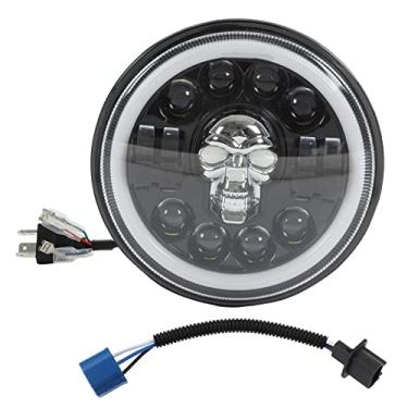 Imagem de Joyzan Motorcycle Led Eye Headlight Skull Head, Inch Led Head Light Approved with Turn Signals Ring Angle Eyes Clamp Round Accessory Part for Touring Road King Ultra Classic