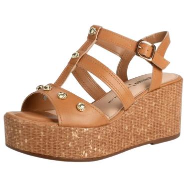 Imagem de Sandália Feminina Macia Ajustável Anabela Média Dakota