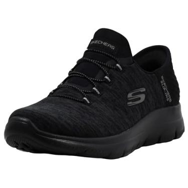 Imagem de Skechers Tênis feminino Summits Dazzling Haze Hands Free Slip In Seakers, Preto/preto, 7.5 X-Wide