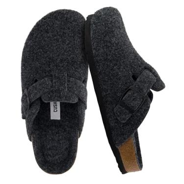 Imagem de CUSHIONAIRE Tamancos femininos Hana | Tamancos femininos confortáveis de camurça vegana | Sapatos de batata sem cadarço com palmilha de cortiça e suporte de arco | Espuma viscoelástica, larguras