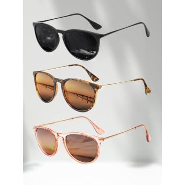 Imagem de Óculos de sol polarizados para mulheres, óculos de sol femininos polarizados para compras, dirigir, festa, pacote com 3 unidades S28, Preto fosco/cinza + tartaruga/marrom + rosa/marrom