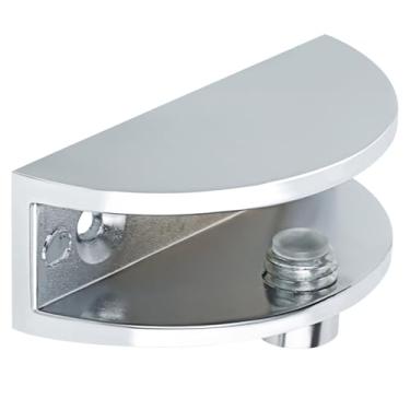 Imagem de Suporte de prateleira de vidro ajustável, 2 peças de suporte de grampo resistente para prateleiras de vidro de 10 a 12 mm, grampos de montagem na parede, ferragens de suporte de clipe, cromo polido