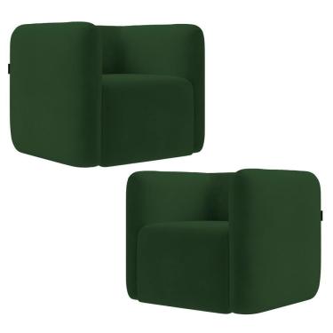 Imagem de Poltrona Para Sala De Estar Decorativa Kit Com 2 Maggie Z08 Veludo Verde - Mpozenato