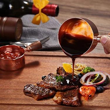 Imagem de Copo de molho de aço inoxidável com alça ideal para condimentos aperitivo condimento ketchup, material de aço inoxidável 304 durável (100 ml ouro rosa)