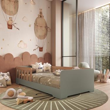 Imagem de Cama Infantil Montessoriana Solteiro em MDF Tony Mobikasa e Colchão Gazin - Verti/Freijo/Marrom