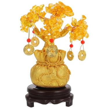 Imagem de Árvore de dinheiro de cristal Feng Shui Bonsai para Fortune Money Good Luck Riqueza Prosperidade e Sucesso Citrino Árvore de Pedra Preciosa para Decoração de Casa de Feng Shui 19 cm