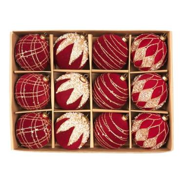 Imagem de IEUDNS Bolas de Natal, Enfeites para Árvore de Natal, Pingentes de Bolas, Bolas Decorativas para Casa, 12 Peças Vermelhas de 8 Cm