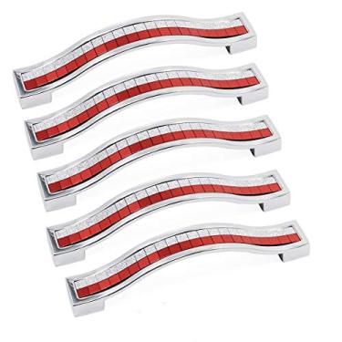 Imagem de 5 peças gaveta armário móveis puxador vermelho puxador moagem areia granular strass cristal alça decoração banheiro cozinha quarto móveis puxar distância 5,0 polegadas (128 mm) (furo5,0 pol