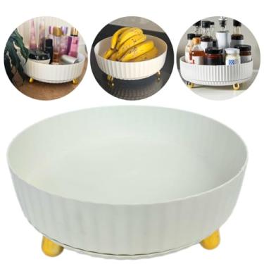 Imagem de Bandeja Organizadora Giratória Multiuso Rotatória Tamanho G (Branco, Grande)