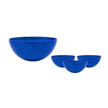 Imagem de Kit 4 Mini Bowl Fibra Madeira Green Colors Azul 240Ml - Bb Store