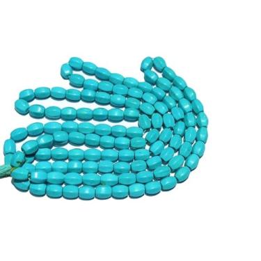 Imagem de Lady Works Fio de 33 cm de pedra natural howlita azul turquesa, contas lisas de tambor de 10 mm para fazer joias faça você mesmo. | Beads_04762, conforme foto
