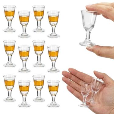 Imagem de FdcLixuvol Pacote com 12 copos cordiais transparentes com base, mini copos de shot de 11,3 g, pequenos snifter de conhaque, farejadores redondos de vidro, copo de tequila para degustação de vinho