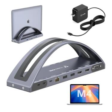 Imagem de TobenONE Estação de ancoragem para MacBook Dual Monitor 4K com adaptador de energia de 100 W, estação de ancoragem USB C 13 em 2 para MacBook Pro/Air, base para laptop com 2 HDMI, VGA, 5 USB, PD 3.0