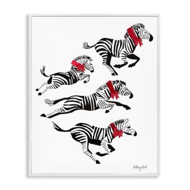 Imagem de Stupell Industries "Zebra Stampede with Ribbons", arte giclée emoldurada, branca, 28 x 35 cm