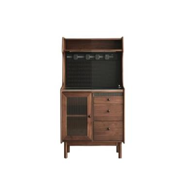 Imagem de hezhuhe2258 Aparador de madeira para sala de jantar, estação de chá/café, mesa de pedra, bancada baixa, armário de armazenamento