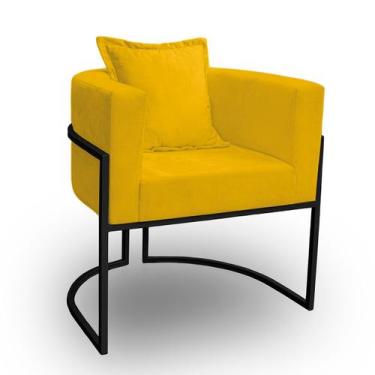 Imagem de Poltrona para Sala Base de Metal Preto Reforçada Liz Veludo - LH Decor