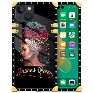 Imagem de DAIZAG Capa compatível com iPhone 14 Plus, rainha com brincos capa para iPhone 14 Plus, decoração de metal quadrado TPU macio à prova de choque para meninas e mulheres capa protetora para iPhone 14 Plus de 6,7 polegadas