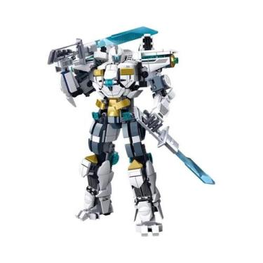Imagem de Conjunto De Blocos De Montar Branco Robô Guerreiro Guardião Brinquedo 