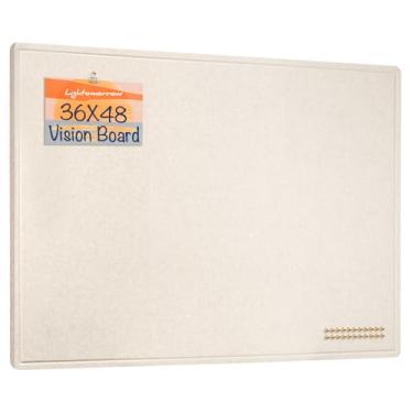 Imagem de Quadro de avisos engrossado – 119 x 89 cm, quadro decorativo de feltro para parede – quadro de exibição de fotos dobrável de 10 x 8 cm com fita autoadesiva, inclui 20 pinos – aveia