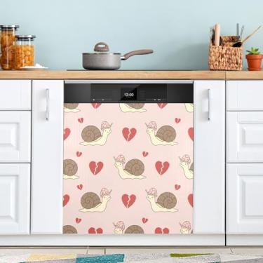 Imagem de ATTX Capa magnética para lava-louças de caracóis de jardim dos namorados | Adesivo decorativo de eletrodomésticos de 58 x 66 cm para armários domésticos e eletrodomésticos #422