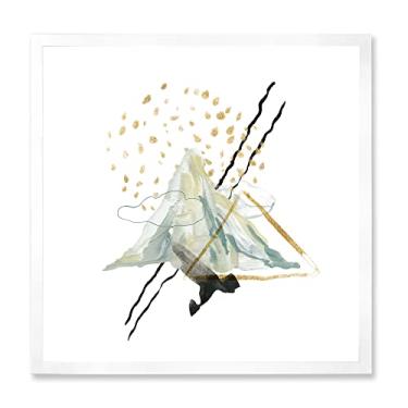 Imagem de DesignQ Guache de paisagem abstrata com céu de montanha, arte de parede emoldurada moderna