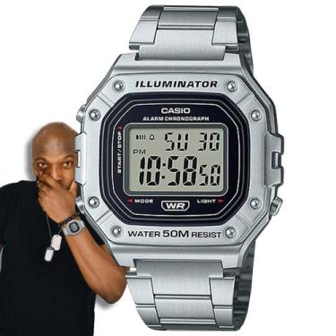 Imagem de Relógio de Pulso Casio Masculino Digital Prata Quadrado Luz Led Alarme