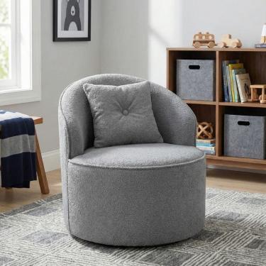 Imagem de Poltrona Orgânica Decorativa Confortável Amore Bouclê Cinza - Montanari`s Decor