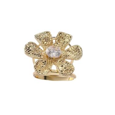 Imagem de Lenço de seda com textura margarida broche para mulheres metal moda brilhante CZ cristal flor floral xale cachecóis fivela fecho clipe declaração anéis broches elegantes acessórios de vestido de