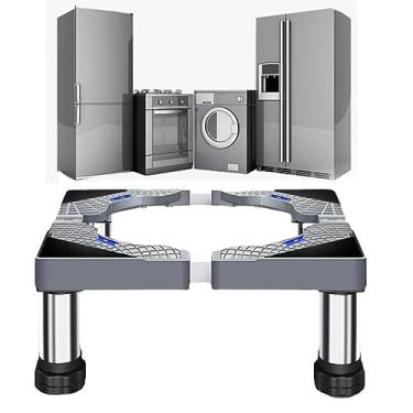 Imagem de Pedestal de lavadora e secadora universal de 28 de largura com base de 12 pés fortes para lavadora, geladeira, máquina de lavar e secar aumento de 9,9-24,9 cm, 10-25 cm de altura, cinza 4 pés-20 cm