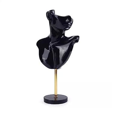 Imagem de Suporte de joias colar de resina preta pingente corrente brinco joias busto manequim organizador suporte suporte fotografia adereço para colar brinco exibição de joias