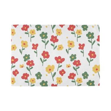 Imagem de Burbuja Conjunto de 6 jogos americanos de flores, tapetes de mesa laváveis antiderrapantes, resistentes ao calor, para cozinha, mesa de jantar, ambientes internos e externos