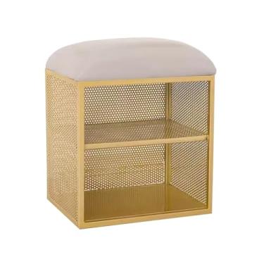 Imagem de Banco de sapateira de metal preto - organizador de entrada de 2 camadas para sapatos, solução de armazenamento elegante para sala de estar, quarto e espaços pequenos, design durável e econômico de