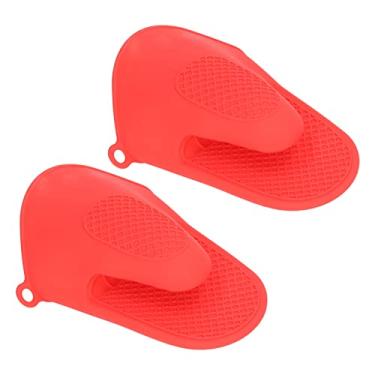 Imagem de LiebeWH Luvas de Forno de Silicone Isolamento Térmico Antiderrapante Cozinhar Pitada Luvas de Proteção Confortável para Assar Cozinhar Churrasco 400f (Vermelho)